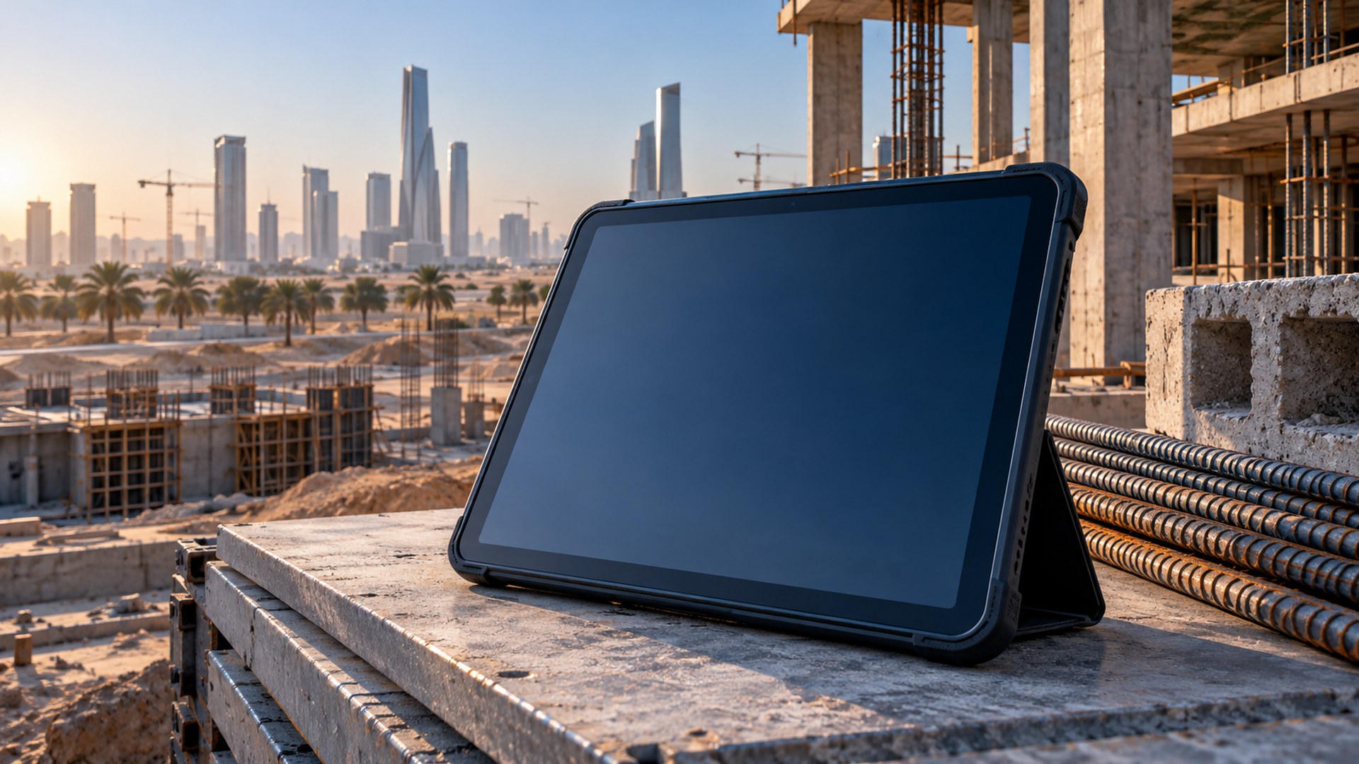 مشرف موقع خليجي يوثّق تفتيش الإنشاءات على جهاز لوحي