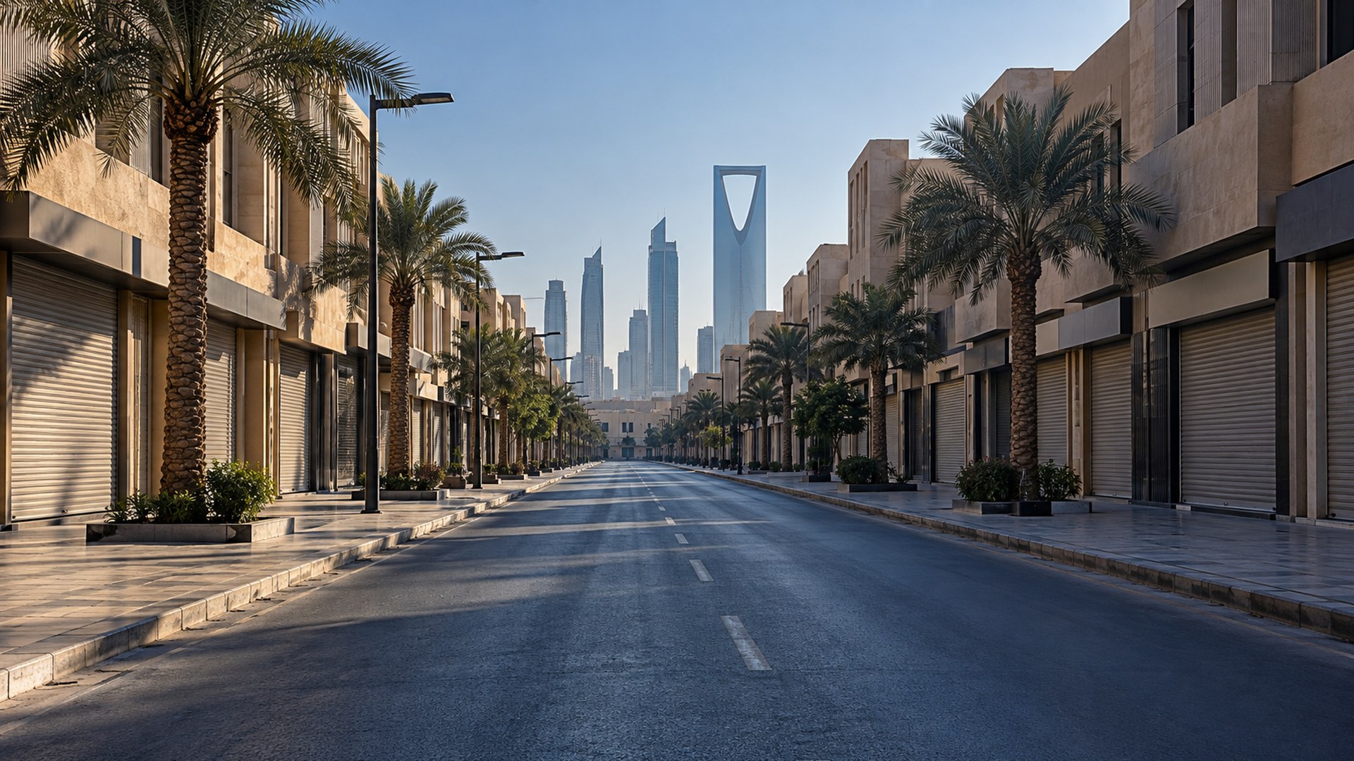 صباح سبت هادئ في حي بالرياض والمحلات مغلقة