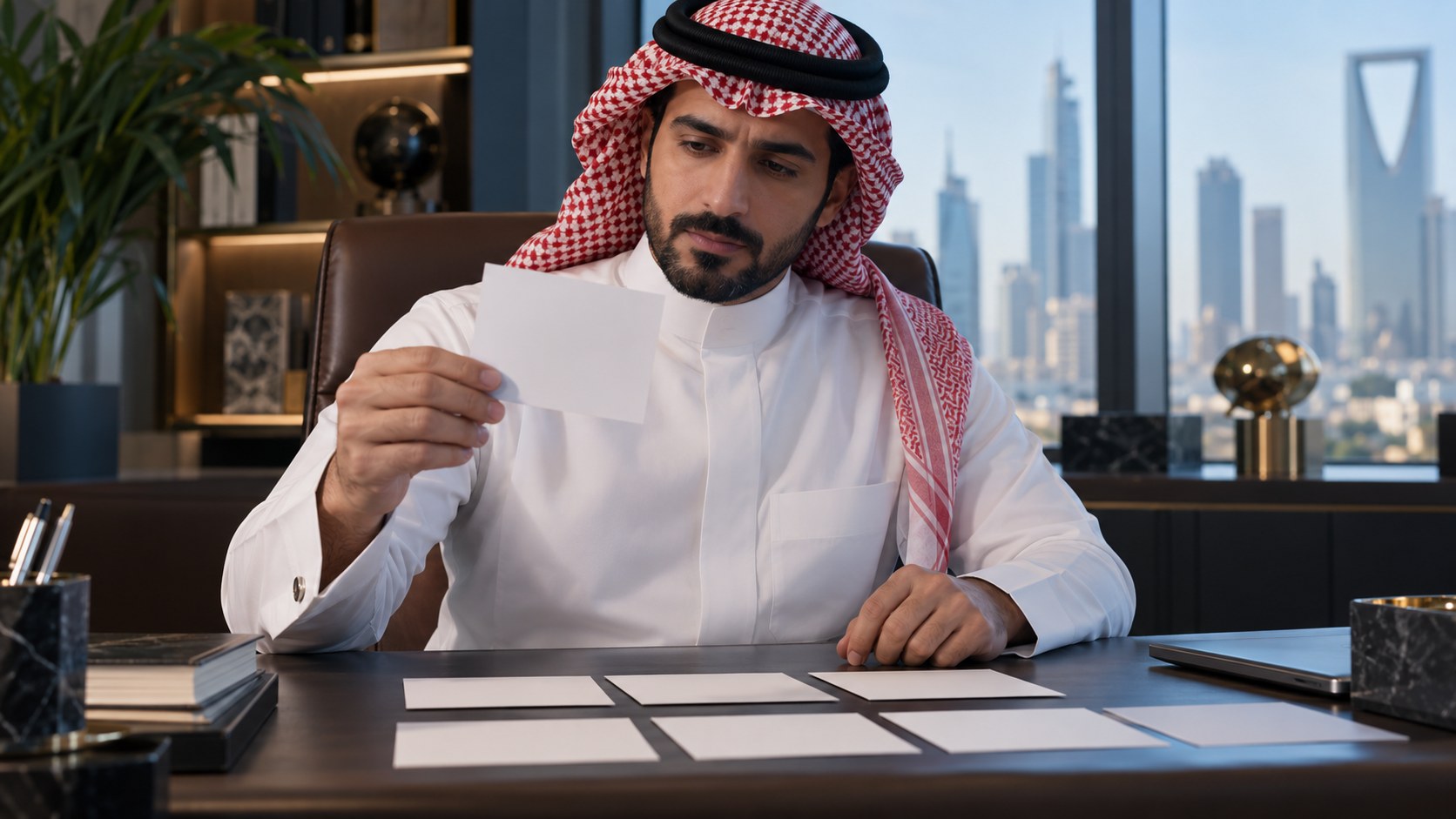 صاحب عمل سعودي يختار بطاقة تخطيط واحدة من مكتب مرتب