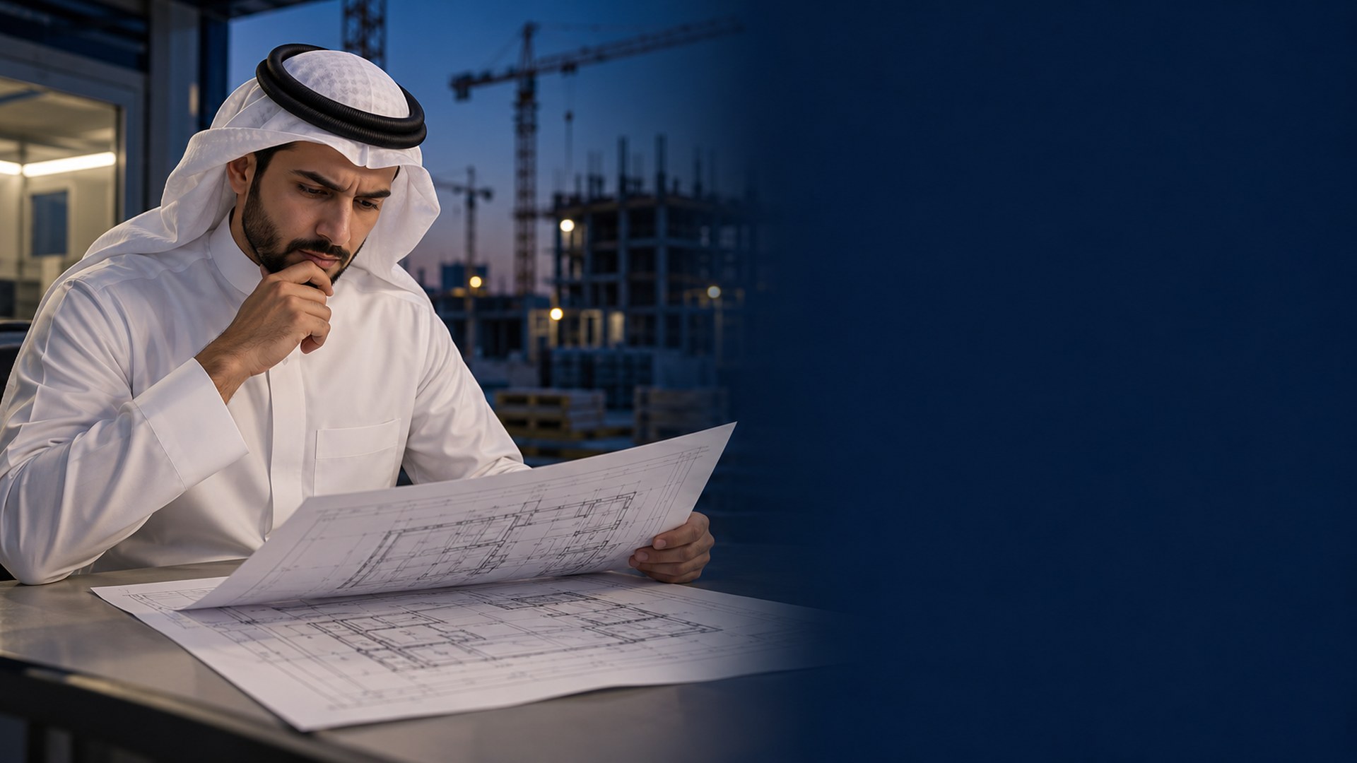 صاحب مشروع سعودي بثوب أبيض محتار أمام مخططين متداخلين