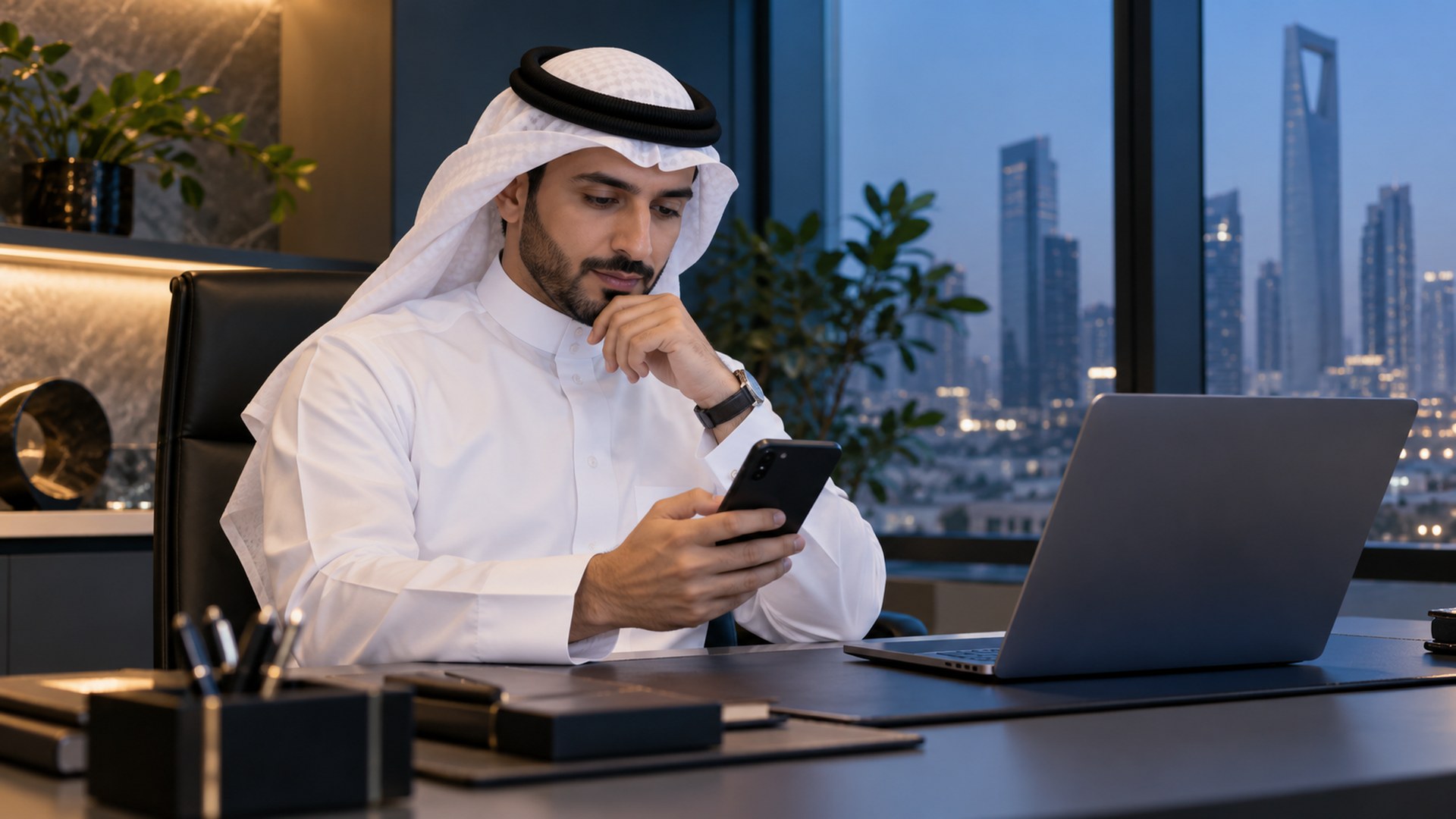 مختص برمجيات سعودي يراجع واجهة تطبيق جوال في جلسة دعم هادئة