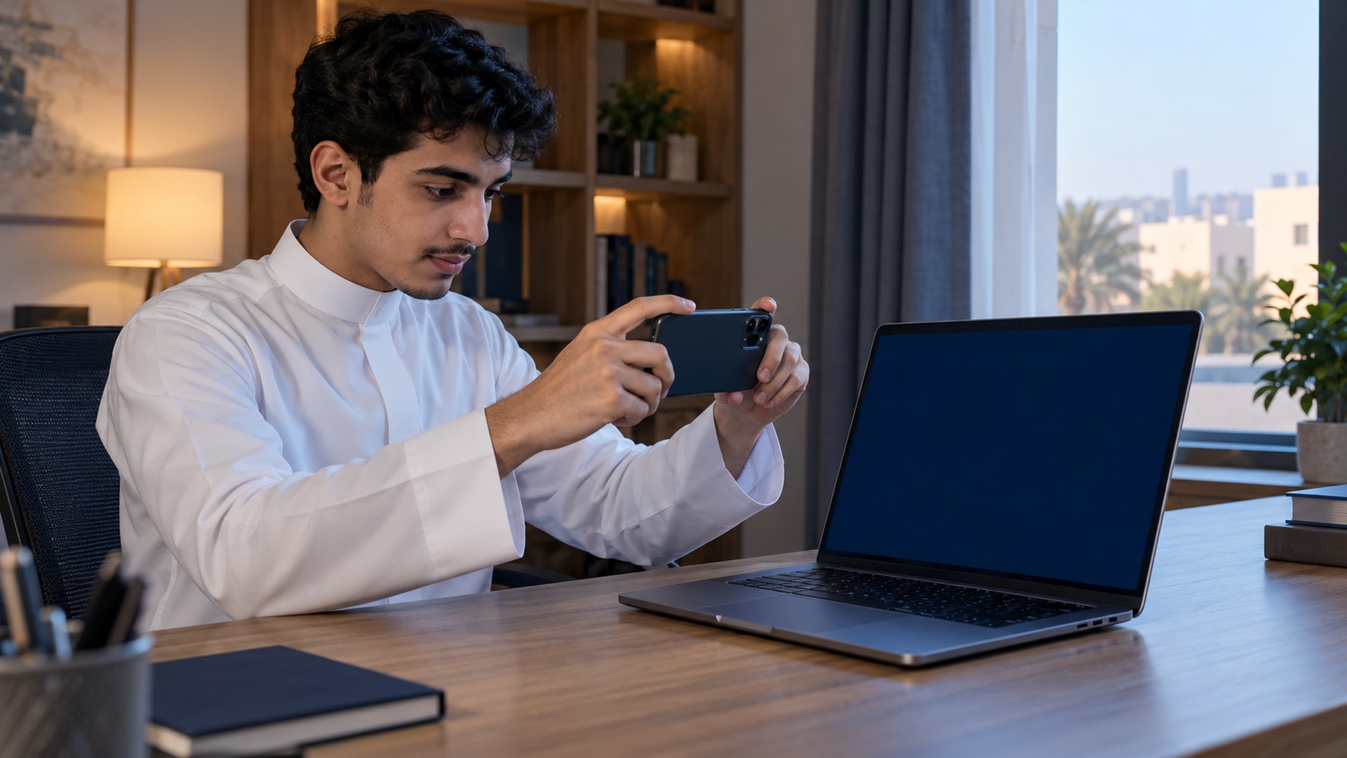 طالب جامعي سعودي يوثّق مشكلة في اللابتوب بتصويرها بالجوال