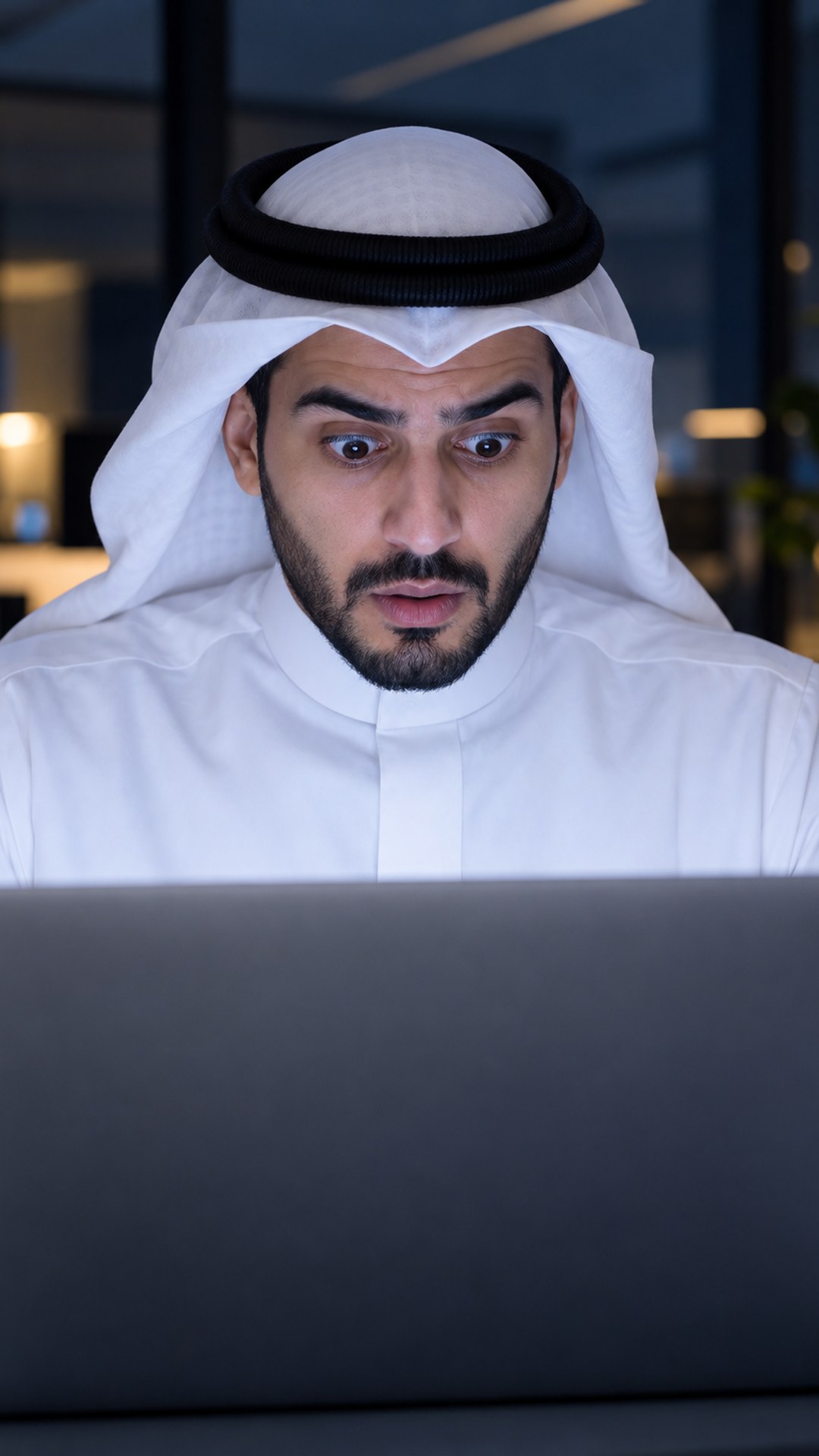 مدير موقع سعودي يتفاجأ بما على شاشة لابتوبه في مكتب حديث خافت