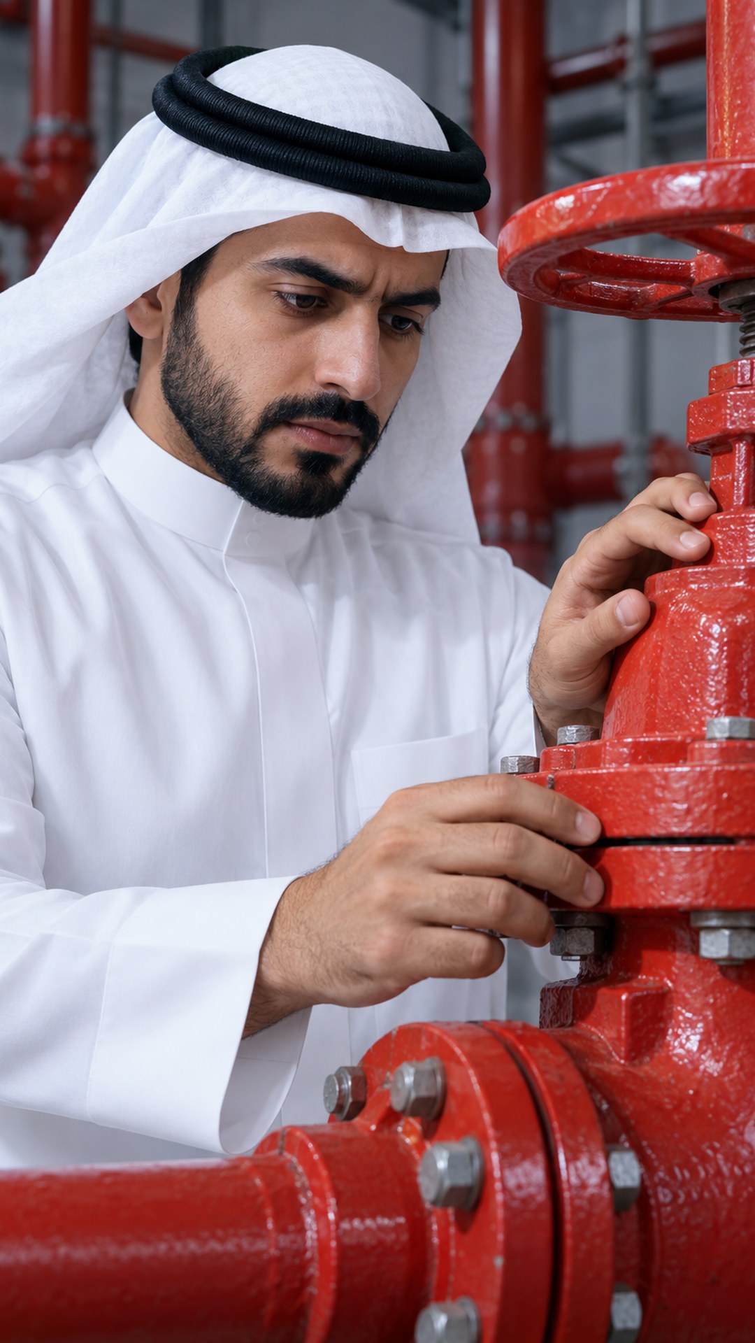 سعودي، مهندس، يفحص، نار