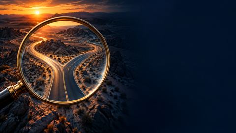 عدسة مكبرة، صحراء، طريق، غروب