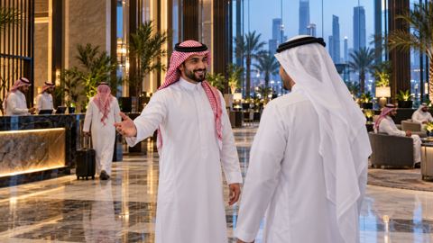 فندق، بهو، سعودي، موظف