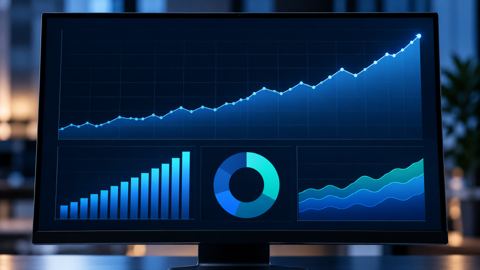 شاشة كمبيوتر تعرض رسوم تحليلات وظهور في البحث يرتفع