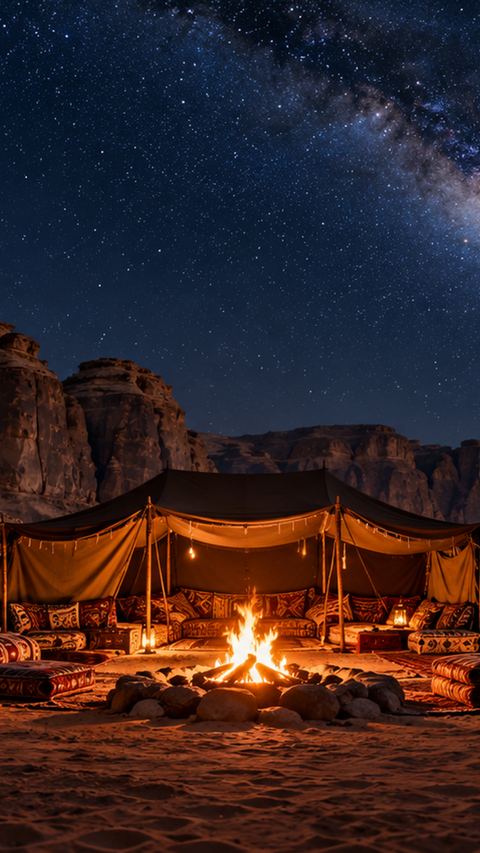 صحراء، العلا، ليل، نار