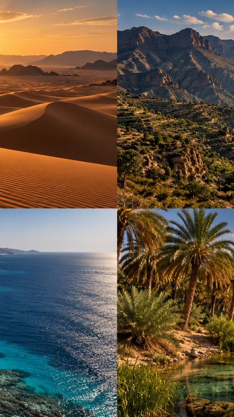 سعودي، صحراء، جبال، ساحل