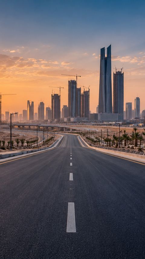 طريق، الرياض، بناء، شروق