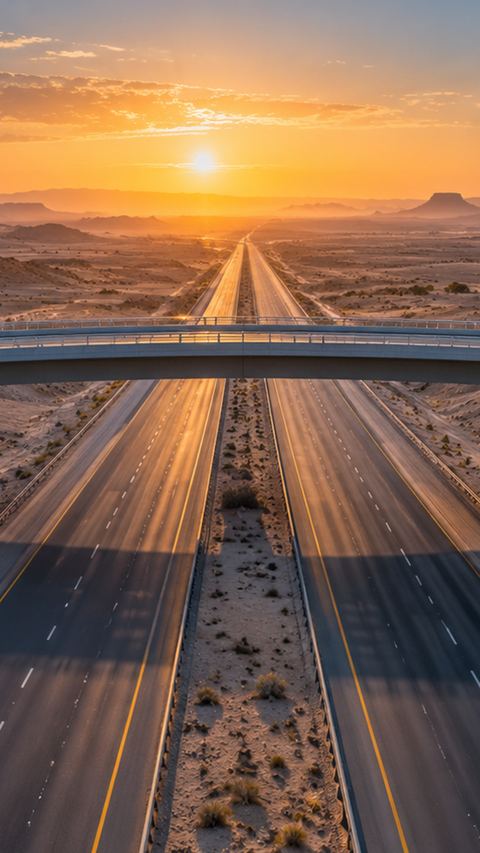 خرسانة، جسر، صحراء، طريق سريع