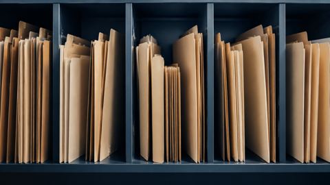 ملفات تُفرز في خانات على رف