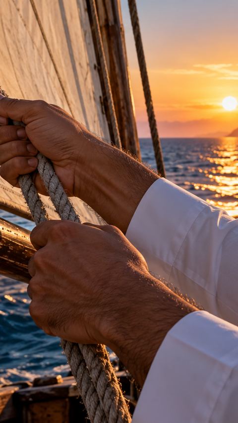 البحر الأحمر، قارب، غروب، أيدي