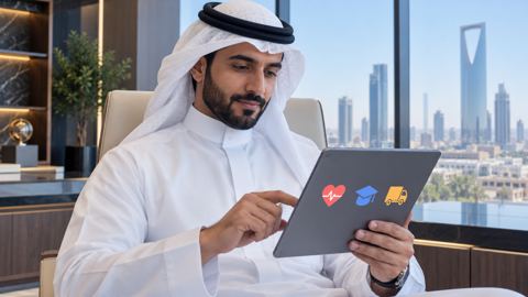 سعودي، رجل أعمال، ثوب، يراجع