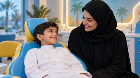 سعودي، طفل، أسنان، كرسي