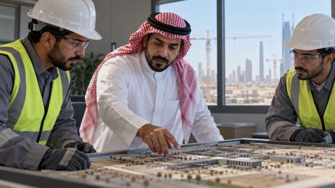 مكتب موقع، سعودي، بناء، مدير