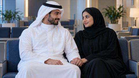 سعودي، زوجين، عيادة، انتظار