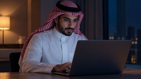 مبرمج سعودي يصلح مشاكل موقع على اللابتوب مساءً بتركيز