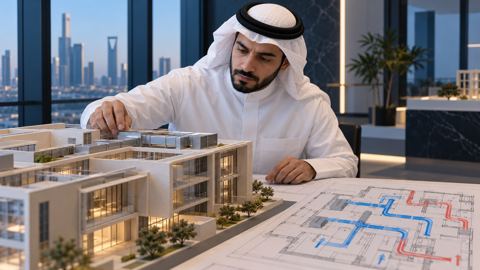 سعودي، مهندس، يراجع، مبنى