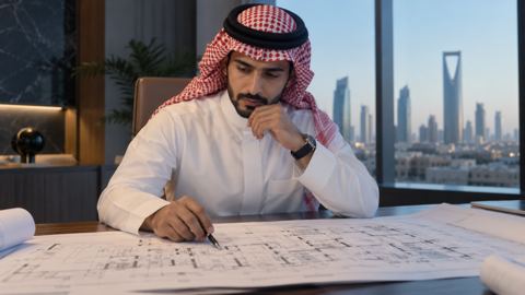 سعودي، مهندس، مبنى، مكتب