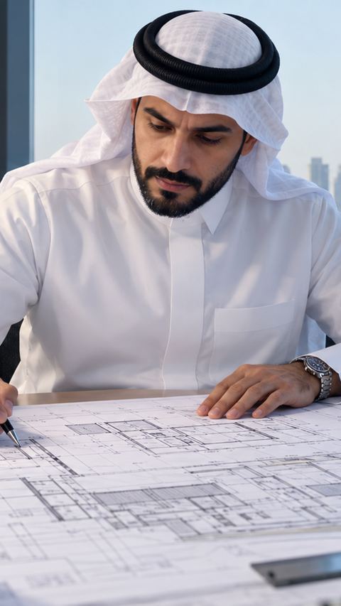 سعودي، مهندس، مبنى، مخططات