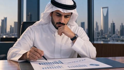 سعودي، رائد أعمال، رسم بياني، مكتب