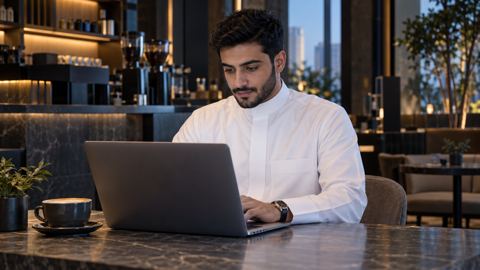 سعودي، مستقل، يعمل، لابتوب