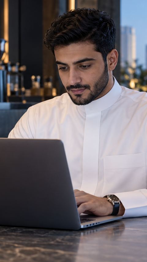 سعودي، مستقل، يعمل، لابتوب
