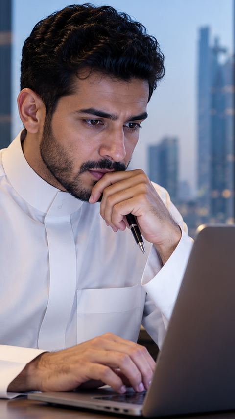 سعودي، رجل، لابتوب، شاشة