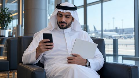 سعودي، رجل، سفر، جوال