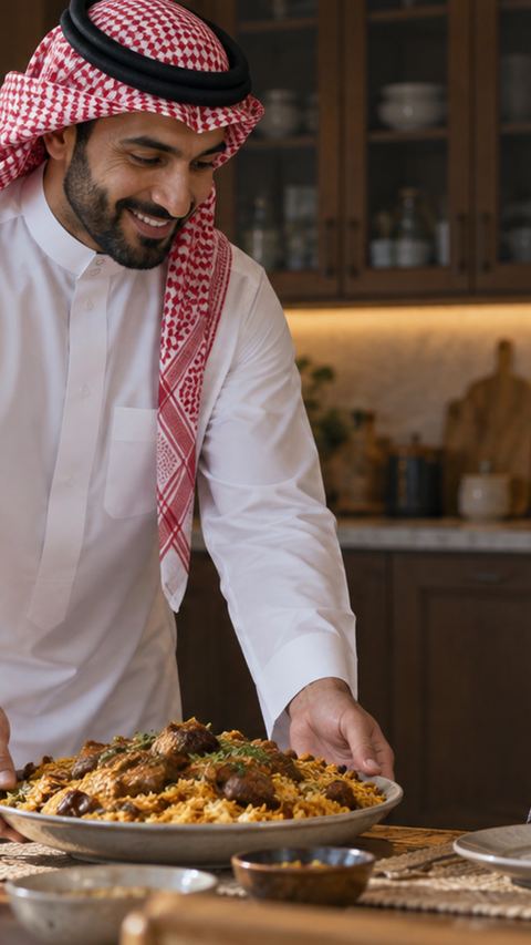 سعودي، رجل، وجبة، عائلة