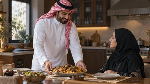 سعودي، رجل، وجبة، عائلة