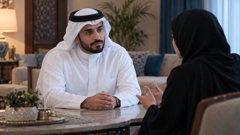 سعودي، رجل، عائلة، طاولة