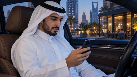 سعودي، رجل، سيارة، يتحقق