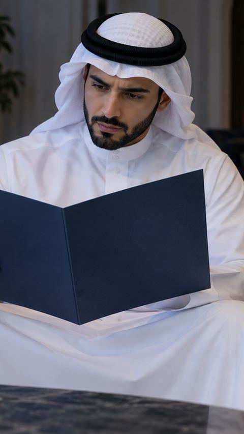 سعودي، رجل، ثوب، يراجع
