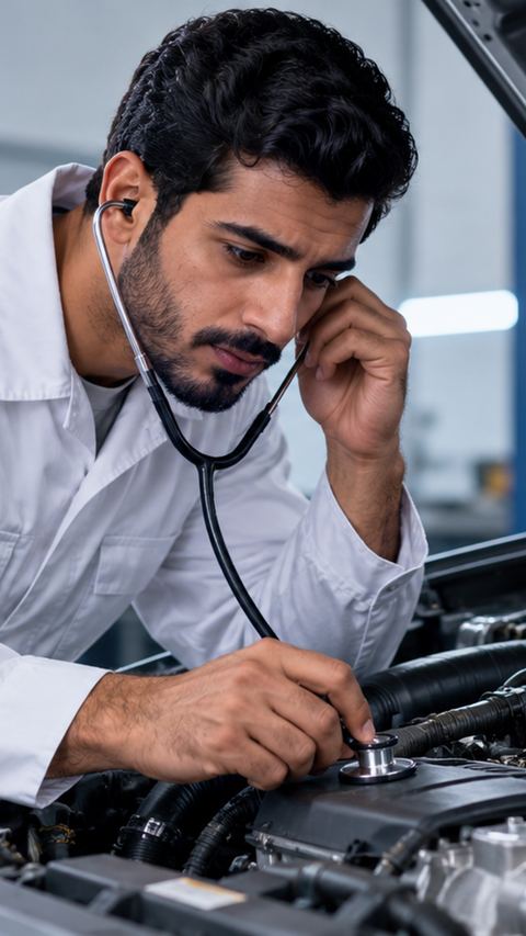 سعودي، يستمع، سماعة طبيب، سيارة