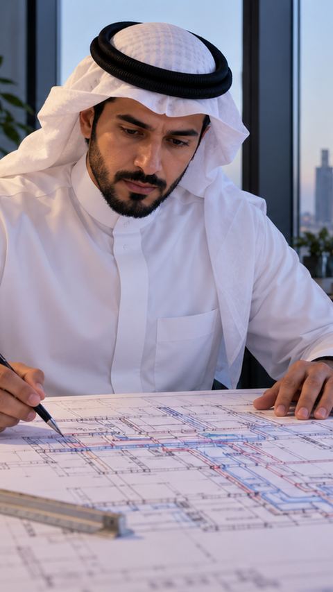 سعودي، مهندس، مبنى، تصميم