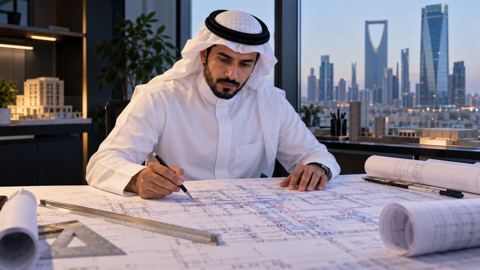 سعودي، مهندس، مبنى، تصميم