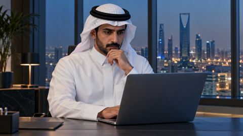 موظف سعودي يتريث بحذر قبل رفع ملفات من اللابتوب