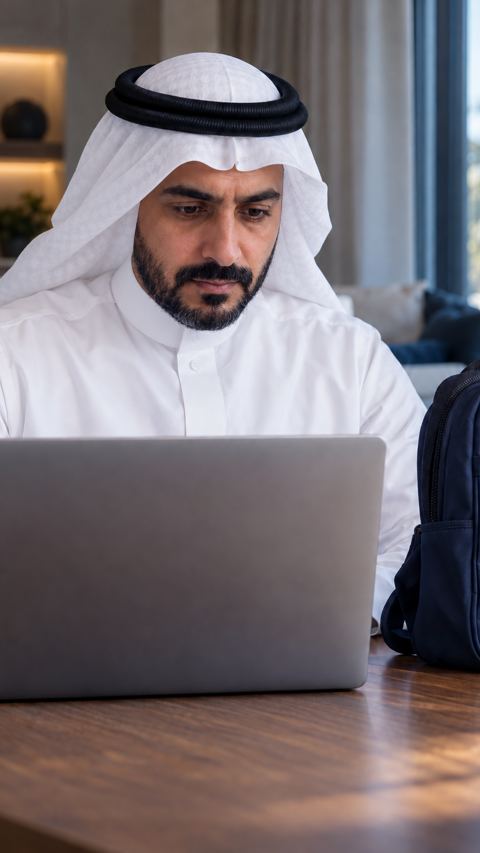 سعودي، ولي أمر، لابتوب، طفل