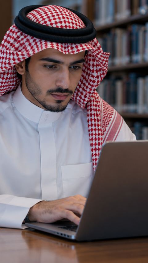 سعودي، جامعة، طالب، يقرأ