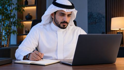مدير موقع سعودي يتحقق من اللابتوب قبل أن يكتب في دفتره