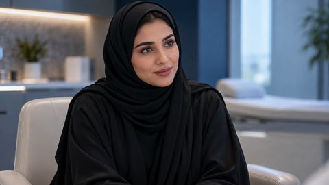 سعودي، امرأة، يستمع، عيادة