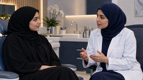 غرفة استشارة، بالطو، سعودي، امرأة