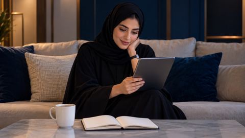قهوة، سعودي، امرأة، يقرأ
