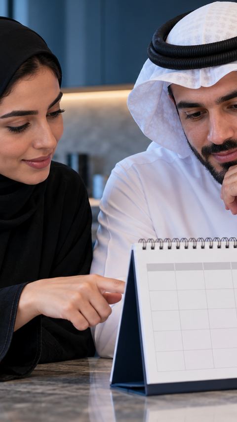 سعودي، امرأة، يراجع، تقويم