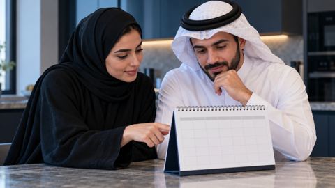 سعودي، امرأة، يراجع، تقويم