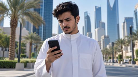 شاب سعودي في الرياض متضايق من بطء شاشة جواله