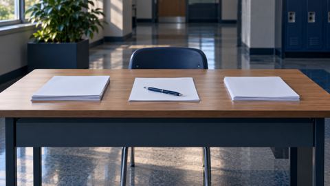 مدرسة، مكتب، قلم، لوحة