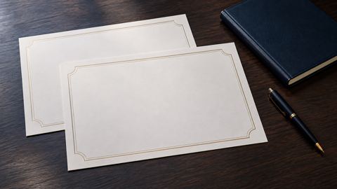 شهادتا دورة ورقيتان على مكتب بجانب دفتر وقلم